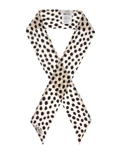 Chloé Logo Silk Scarf In White