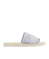 Chloé Womens Chloe Woody Logo-embroidered Linen Mules In Nude