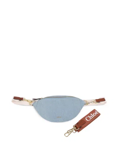 Chloé Kids' Logo-strap Belt Bag In Blue