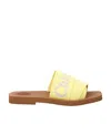 Chloé Logo-strap Flat Slides In Yellow