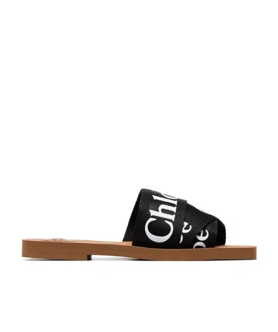 CHLOÉ CHLOÉ LOGO PRINTED SLIP-ON SANDALS