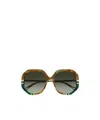 Chloé Womens Ch0105s Hexagonal-frame Acetate Sunglasses Brown In Green