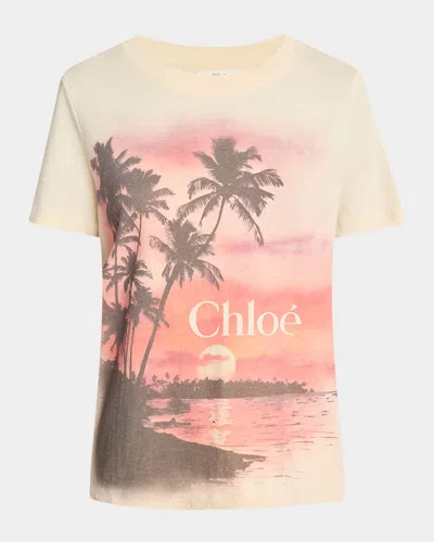 CHLOÉ LOGO SUNSET SHORT-SLEEVE T-SHIRT