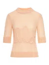 Chloé Wool And Silk Logo-applique Top In Orange