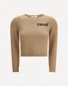 Chloé Scalloped Wool And Cashmere Blend Sweater In Brown