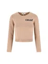 Chloé Wool And Cashmere Blend Sweater With Logo In Brown