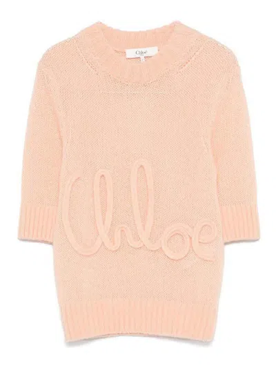 CHLOÉ LOGO SWEATER IN ALPACA WOOL & SILK KNIT