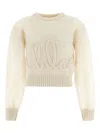 Chloé Embroidered Alpaca And Silk-blend Sweater In Ivory
