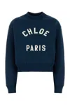 Chloé Cropped Round Neck Sweatshirt Clothing In Blue