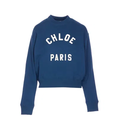 Chloé Logo Sweatshirt In Blue