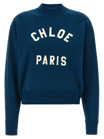 Chloé Logo Sweatshirt In Blue