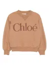 Chloé Sirocco Logo-embroidered Cotton-jersey Sweatshirt 4-14 In Brown