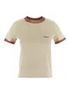 Chloé Cotton Jersey Crew Neck Logo T-shirt In Beige