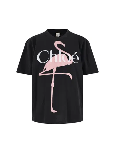 Chloé Logo T-shirt In Black