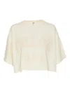 Chloé Biologic Cotton T-shirt With Frontal Logo Patch In Blanco