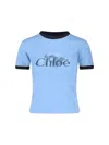 Chloé Chloè Logo Cotton T Shirt In Blue