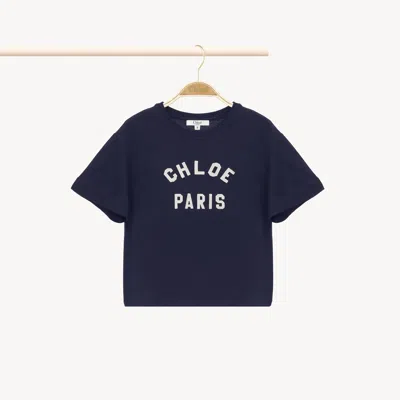 Chloé Embroidered Cotton T-shirt In Blue