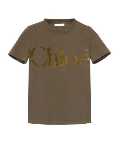 CHLOÉ CHLOÉ VELVET LOGO CREWNECK T-SHIRT