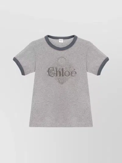 CHLOÉ LOGO T-SHIRT FEATURING CONTRAST TRIMS