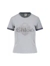 Chloé Baby Fit T-shirt With Logo In Cotton Jersey In Gray