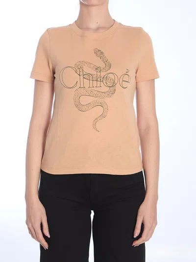 Chloé Logo T-shirt In Neutral