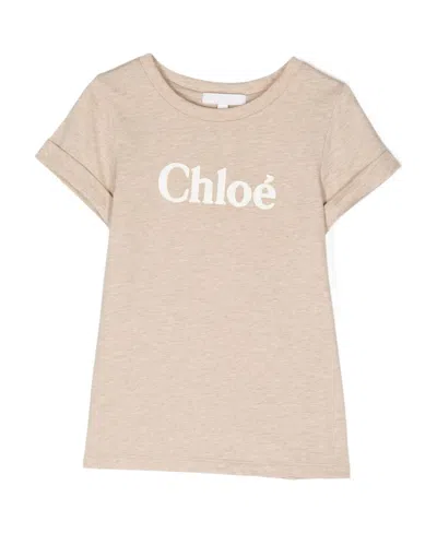 Chloé Logo T-shirt In Nude