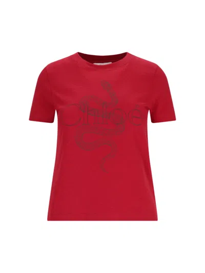 Chloé Logo T-shirt In Red