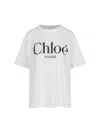 Chloé White Crewneck T-shirt With Logo Print On The Front In Cotton Woman In White