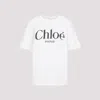 Chloé White Crewneck T-shirt With Logo Print On The Front In Cotton Woman In White