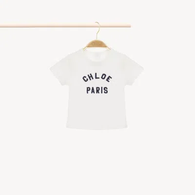 Chloé T-shirt À Logo Femme Blanc Taille 15-18 100% Coton In White