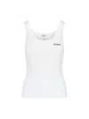 Chloé Women Logo Cotton Tank Top In White