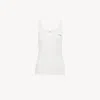 Chloé Logo Ribbed Cotton Jersey Tank Top In White