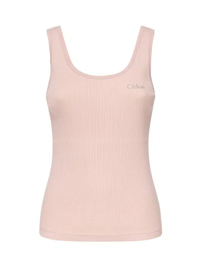 Chloé Logo Tank Top In Pink