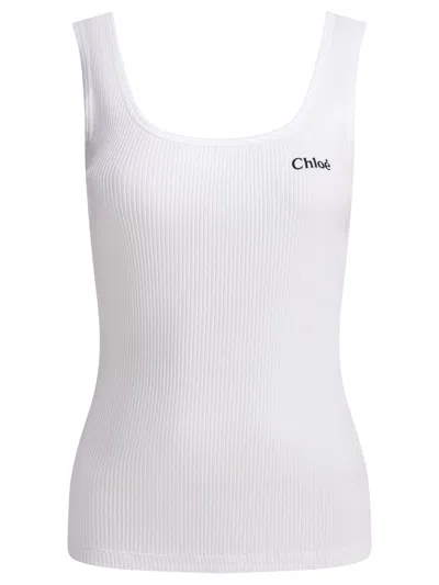 Chloé Logo Tank Top Tops White