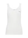 Chloé Embroidered Ribbed Cotton Tank In White