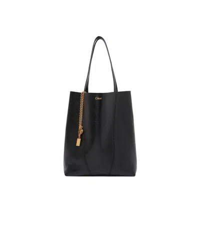 Chloé Logo Tote Bag In Black