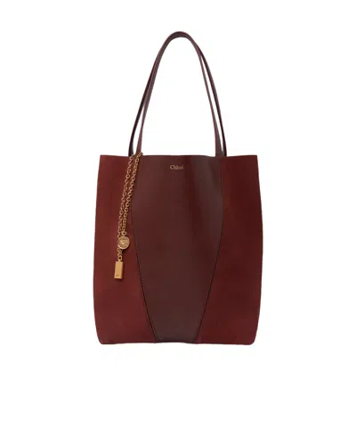 Chloé Logo Tote Bag In Brown