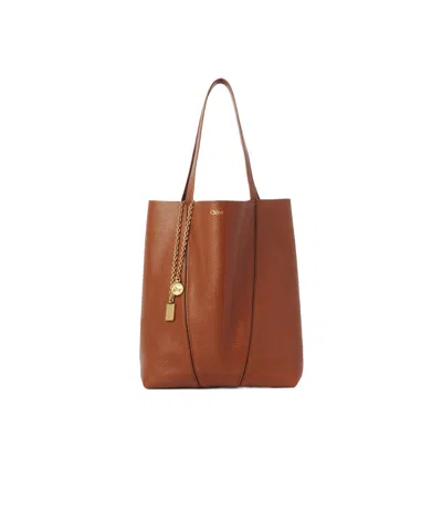 Chloé Medium Chloe Spin Grain Leather Bag In Brown