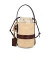 Chloé Chloe Women Two-tone Raffia And Leather Small Kerala 25 Bucket Bag In Nude