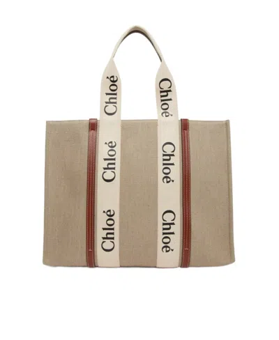 Chloé Logo Tote Handbag In Nude