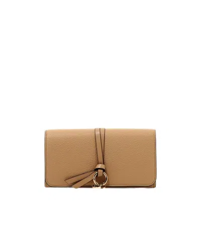 Chloé Logo Wallet In Brown