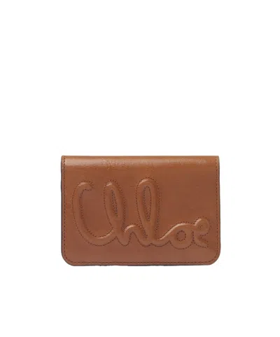 Chloé Logo Wallet In Brown