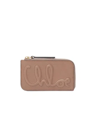 Chloé Logo Wallet In Brown