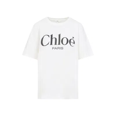 CHLOÉ CHLOÉ LOGO WHITE COTTON T-SHIRT