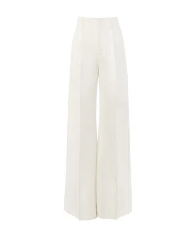 Chloé Logo Wide-legged Pants In White