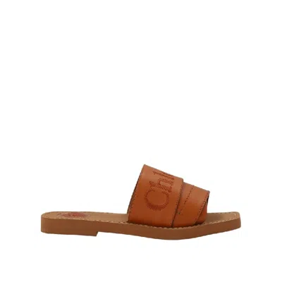 Chloé Chloè Logo Woody Flat Sandals