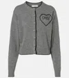 Chloé Fitted Cardigan With Logo In Wool And Cashmere Knit In Gray