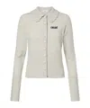Chloé Wool Cardigan Logo Long Sleeves Scalloped Collar In Neutral