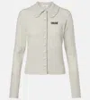 Chloé Wool Cardigan Logo Long Sleeves Scalloped Collar In Neutral