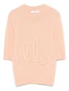 Chloé Wool And Silk Logo-applique Top In Pink